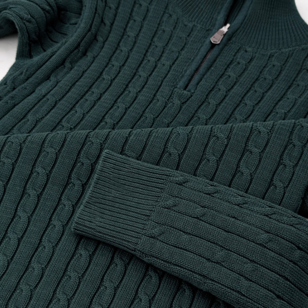 RL IMPORTED SINGLE PONY CABLE KNIT SWEATER (GREEN)