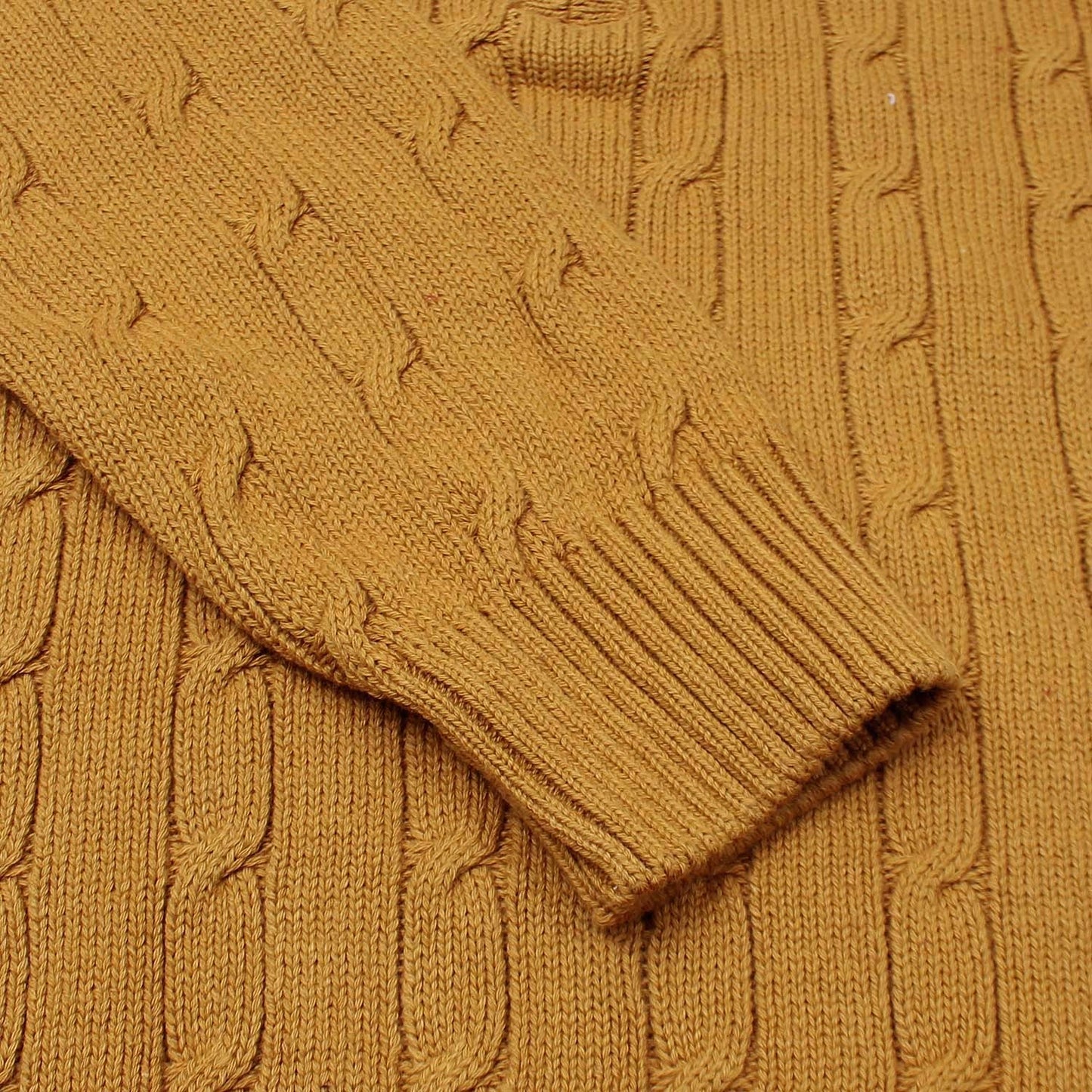 RL Cable-Knit Half Zipper Cotton Sweater (mustard)