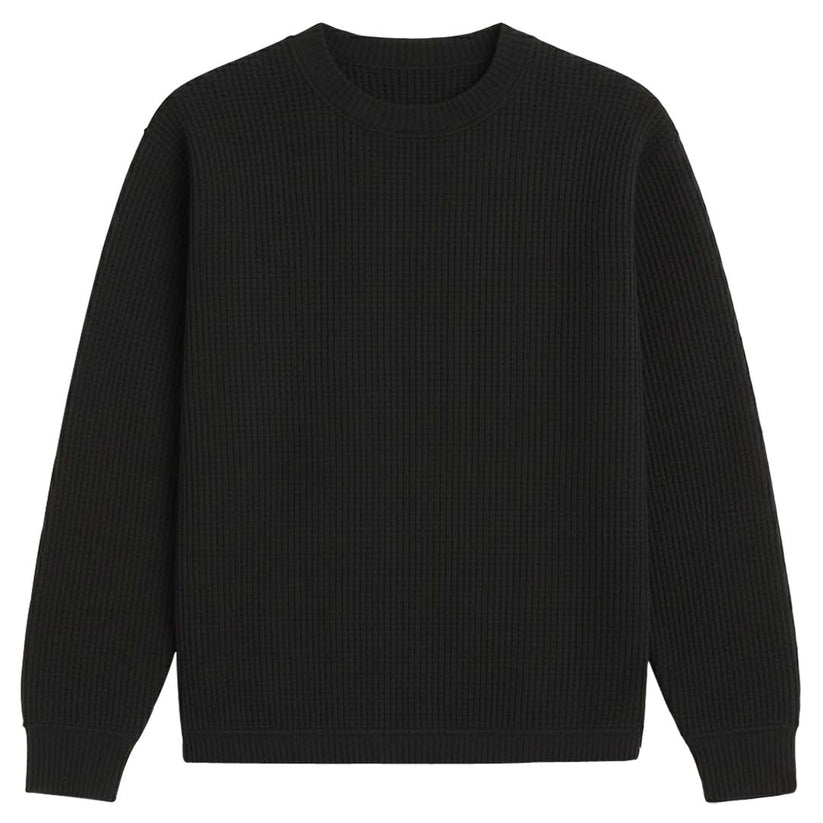 2 Pieces Waffle Knit SweatShirt ( BLACK & MAROON )