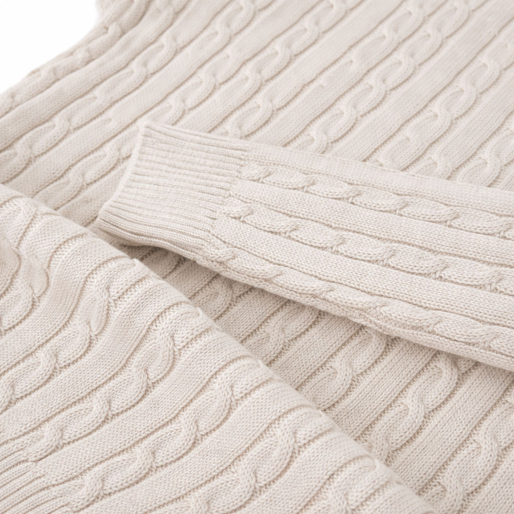 RL IMPORTED SINGLE PONY CABLE KNIT SWEATER (OFF-WHITE)