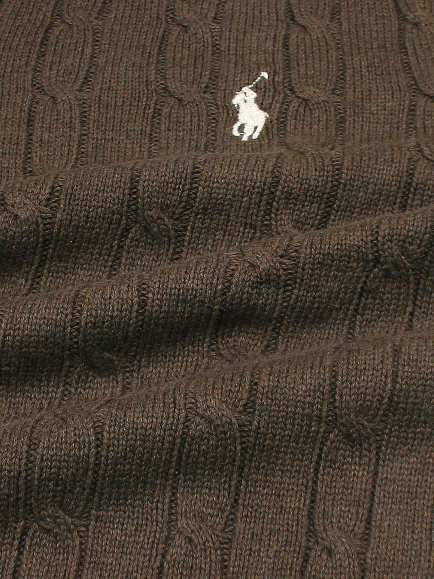 RL Cable-Knit Half Zipper Cotton Sweater (brown)