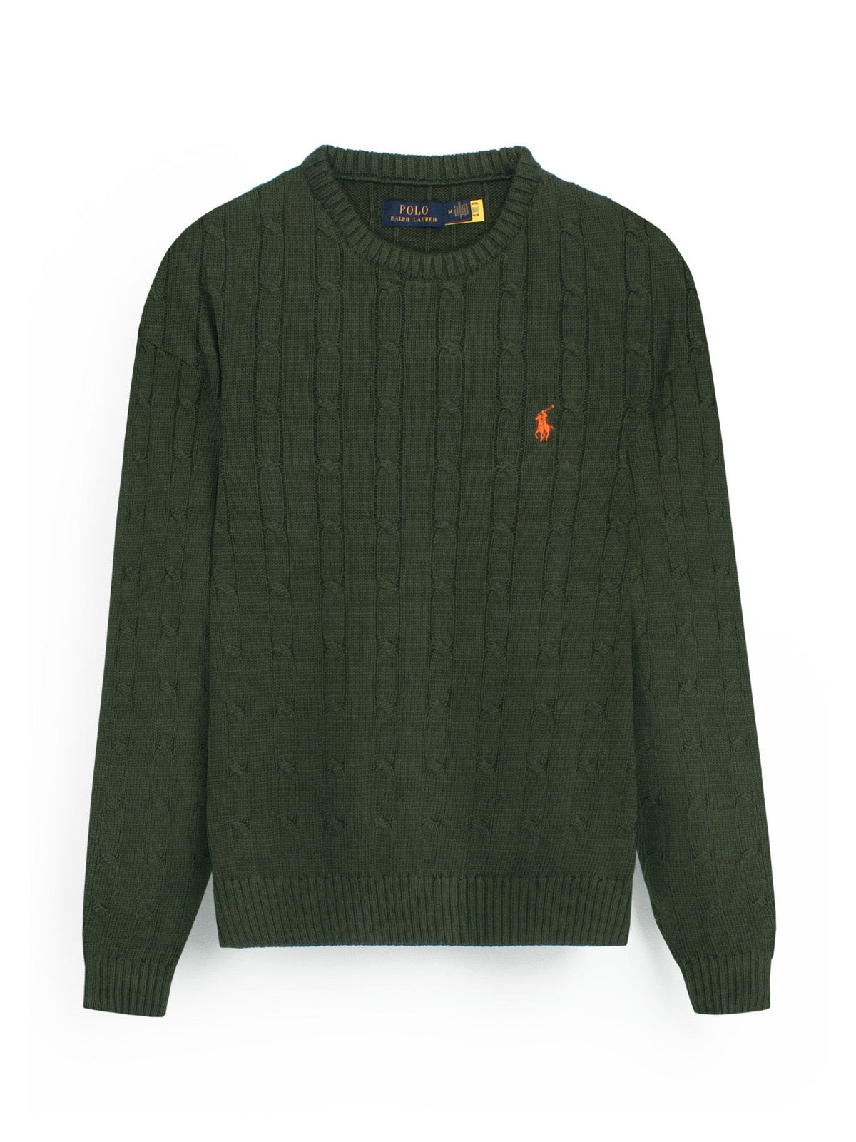 RL Cable-Knit Cotton Sweater (olive green)
