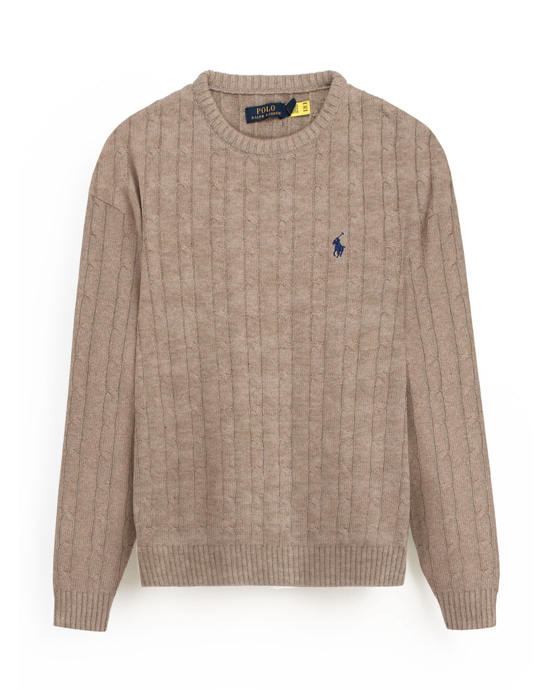 RL Cable-Knit Cotton Sweater (taupe)