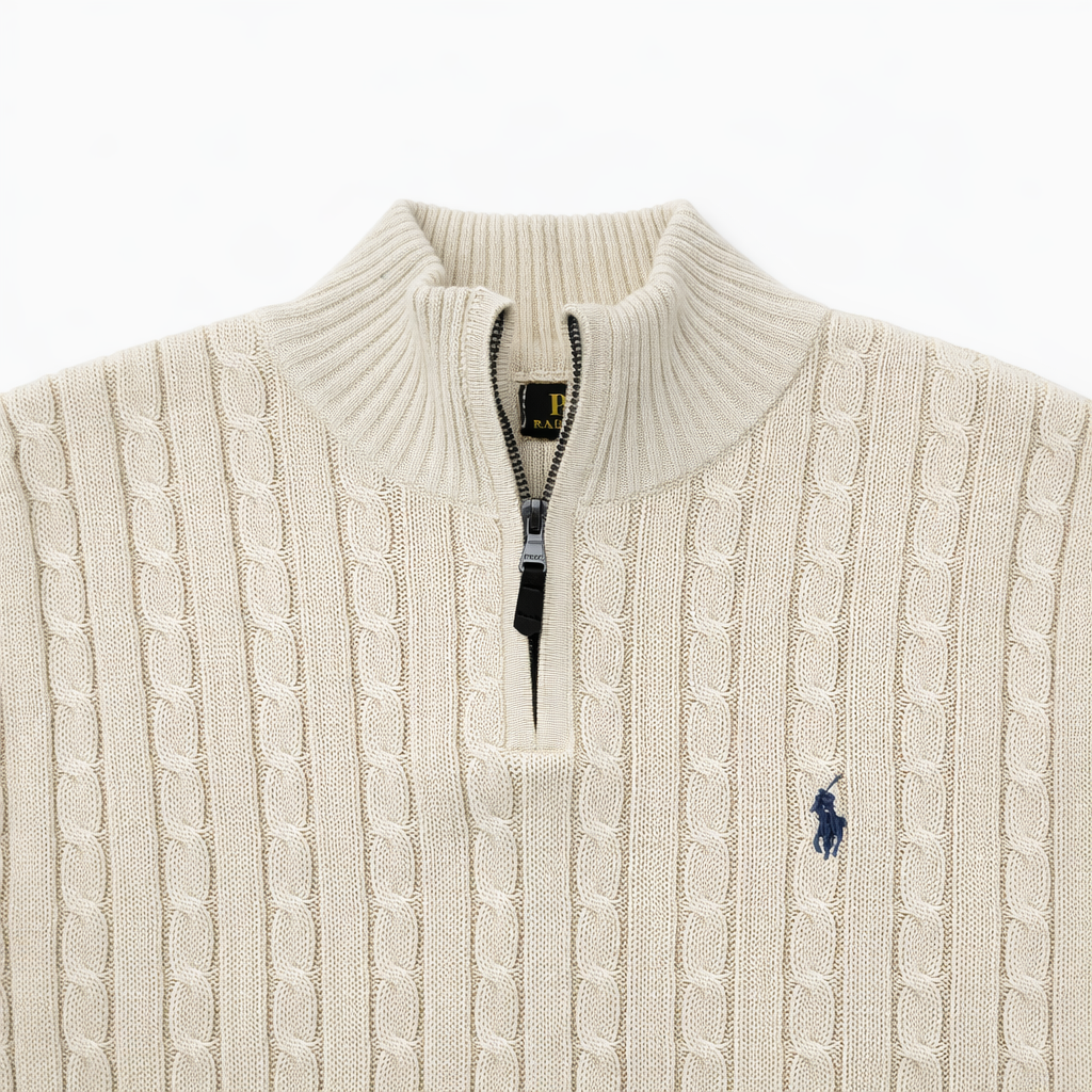 RL IMPORTED SINGLE PONY CABLE KNIT SWEATER (OFF-WHITE)