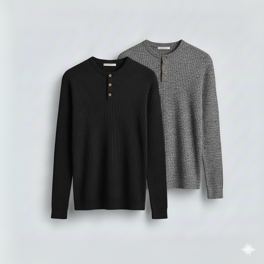 Dual-Knit Henley Pack (Black & Gray)