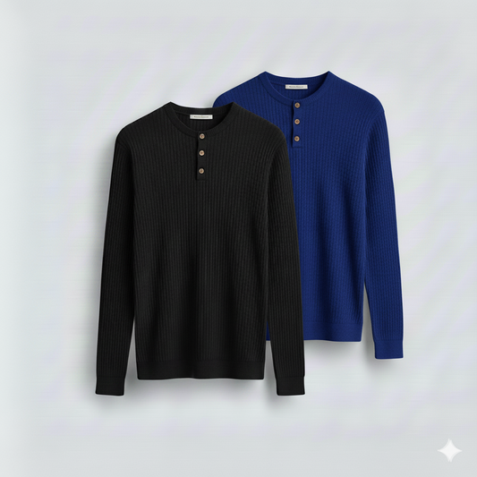 Dual-Knit Henley Pack (Black & Royal Blue)