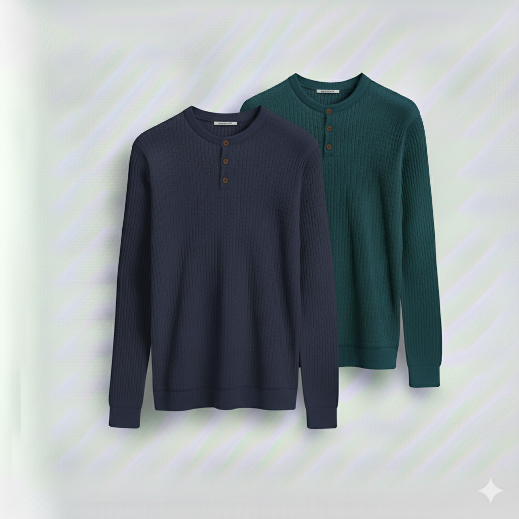 Dual-Knit Henley Pack (Navy & Dark Teal)