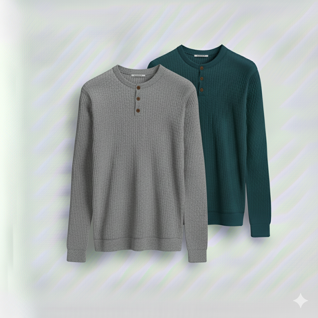 Dual-Knit Henley Pack (Gray & Deep Teal)