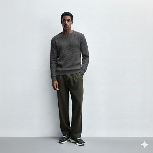 Dark gray Waffle Knit SweatShirt