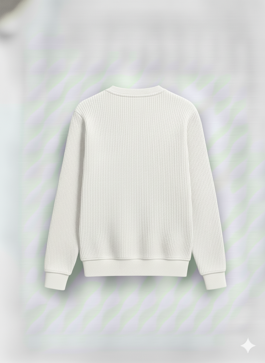 2 Pieces Waffle Knit SweatShirt ( White + Sky Blue )