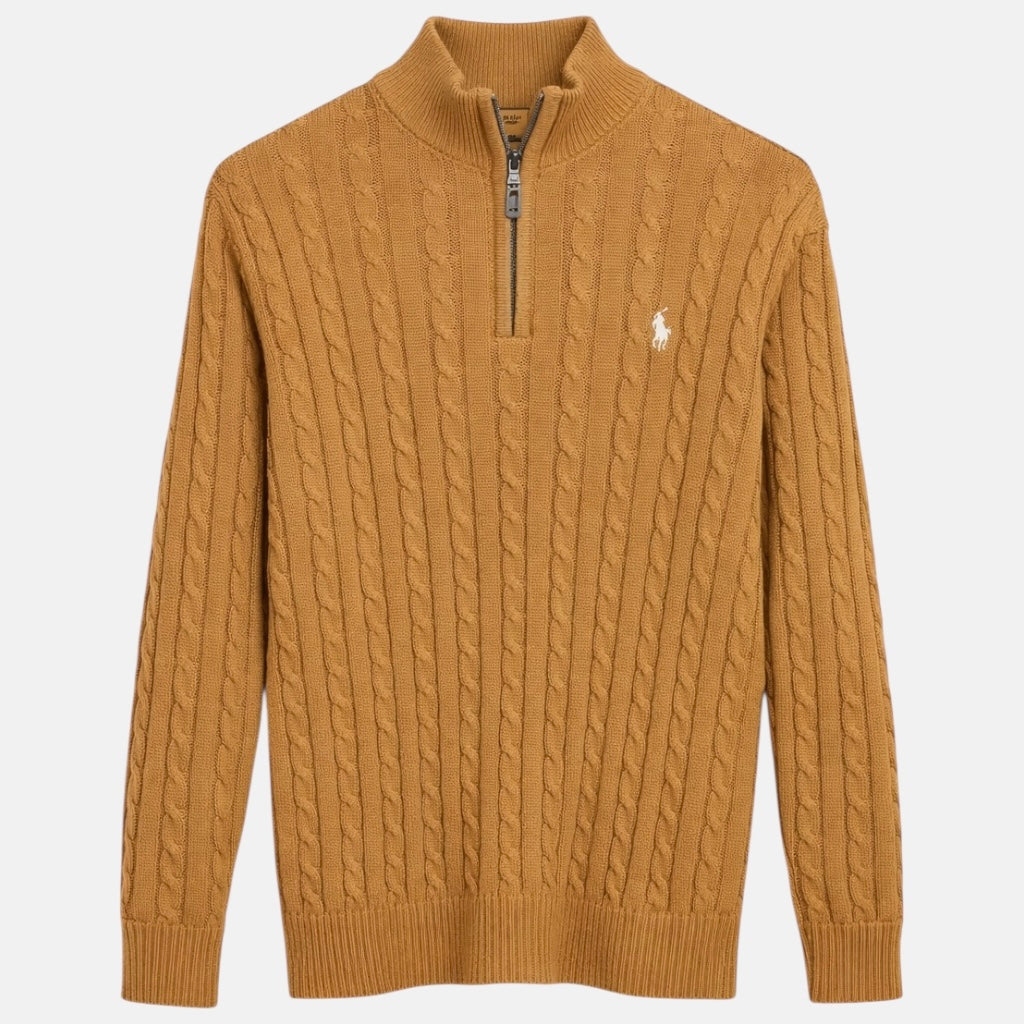 RL IMPORTED SINGLE PONY CABLE KNIT SWEATER (CAMEL)