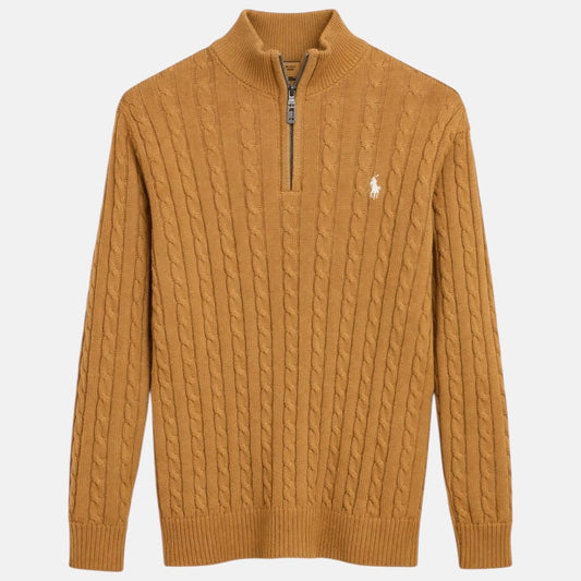RL IMPORTED SINGLE PONY CABLE KNIT SWEATER (CAMEL)